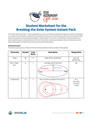 Educational Material: Student Worksheet for the  Breaking the Solar System Instant Pack