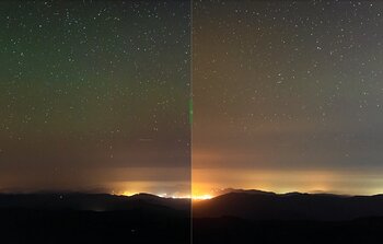 Comparison of images before and after the lights-out event in Andacollo, Chile