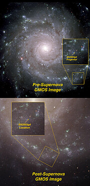 Pre- and post-images of the galaxy M 74