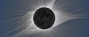 The Sun’s corona shining brightly during a total solar eclipse.