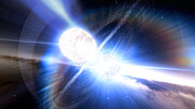 Impresión artística de una colisión de estrellas de neutrones