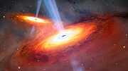 Artist’s Illustration of Most Distant Pair of Merging Quasars