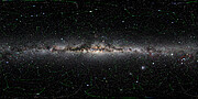 All-sky photo of the night sky (annotated)