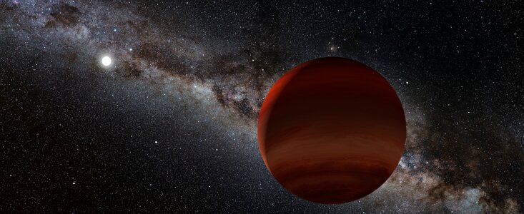 Artist’s impression of a brown dwarf orbiting a white dwarf