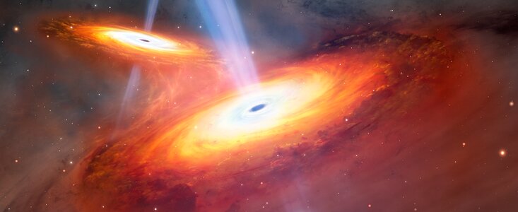 Artist’s Illustration of Most Distant Pair of Merging Quasars