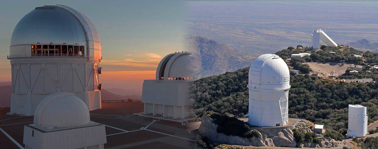 montage of AURA observatories in Chile and Arizona, Cerro Tololo and Kitt Peak