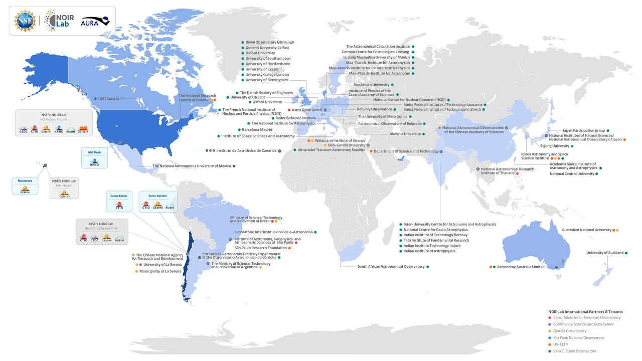 Mapas de Socios y Operadores de Telescopios Inquilinos Internacionales* 