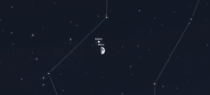 Saturn and the Moon on 10 November as seen from Tucson