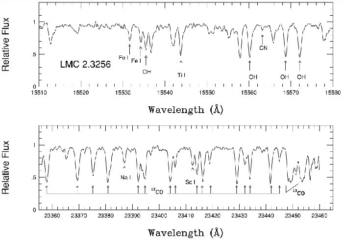 Two sample PHOENIX spectra of red giant star