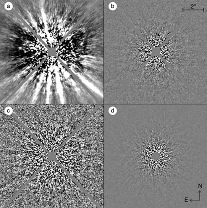 Illustration of the speckle noise attenuation process achieved by ADI