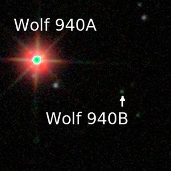 Infrared composite of the Wolf 940 system made from the original UKIDSS images