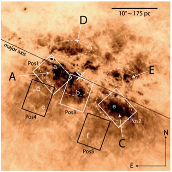 Central region of M82 at optical wavelengths