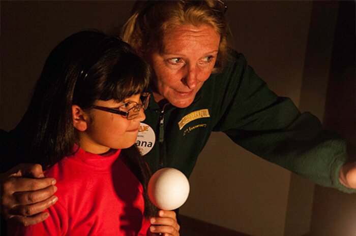 Student learning about the Moon