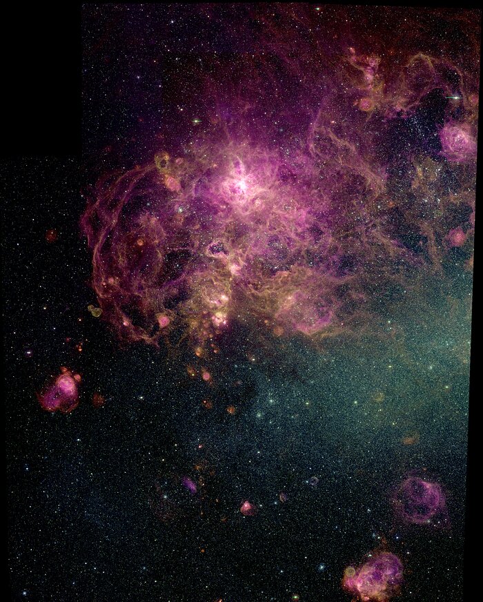 30 Doradus, the Tarantula Nebula, in the Large Magellanic Cloud (LMC)