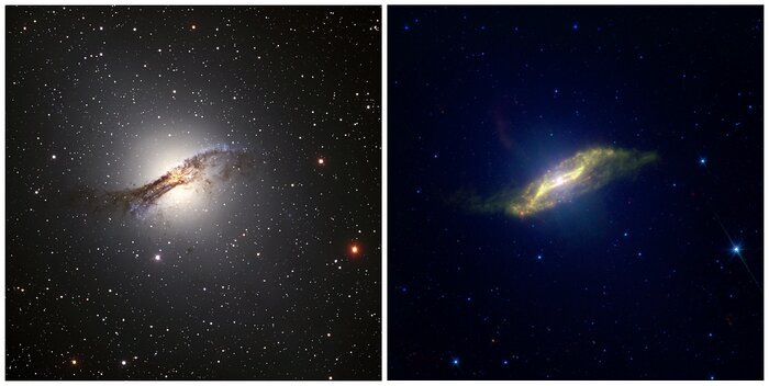 Colliding Galaxies in the Visible and Infrared—Centaurus A