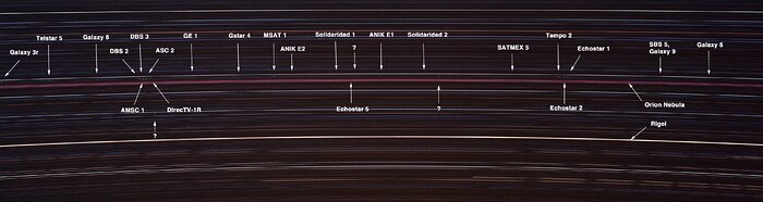 Satellites Spanning the Sky: Solar Scientist Photographs Distant Commercial Satellites with Basic Camera Equipment