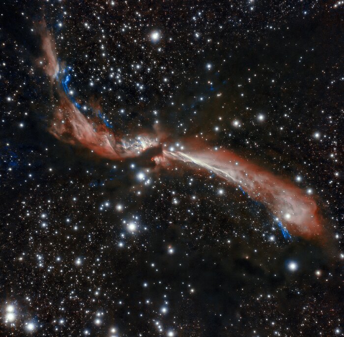 Young stellar jet MHO 2147 (wider crop)