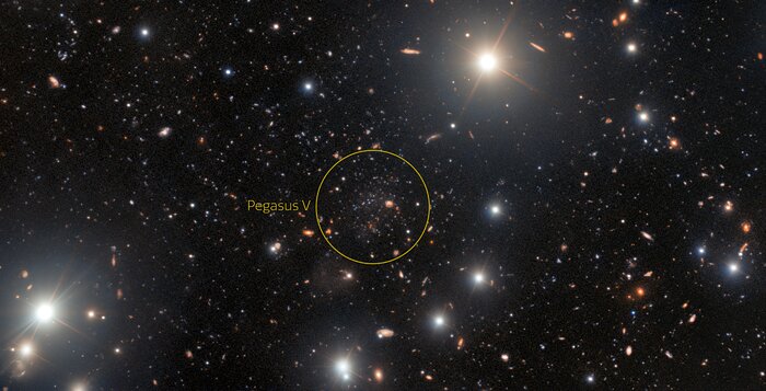 The ultra-faint dwarf galaxy Pegasus V (circled)