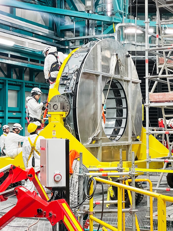 Rubin Observatory's secondary mirror is installed onto the telescope