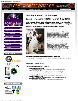 Technical Document: Journey through the Universe 2011